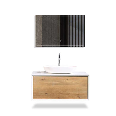 Ella Wall Mounted Double Bathroom Vanity Set with MDF Laquered Countertop
